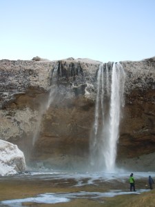 Seljalandsfoss and the icy walkway of death.