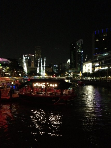 Clark Quay at night.