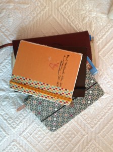 My travel journals. No, they don't ever match.